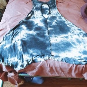 Flowy Blue and White Tie Dye Dress